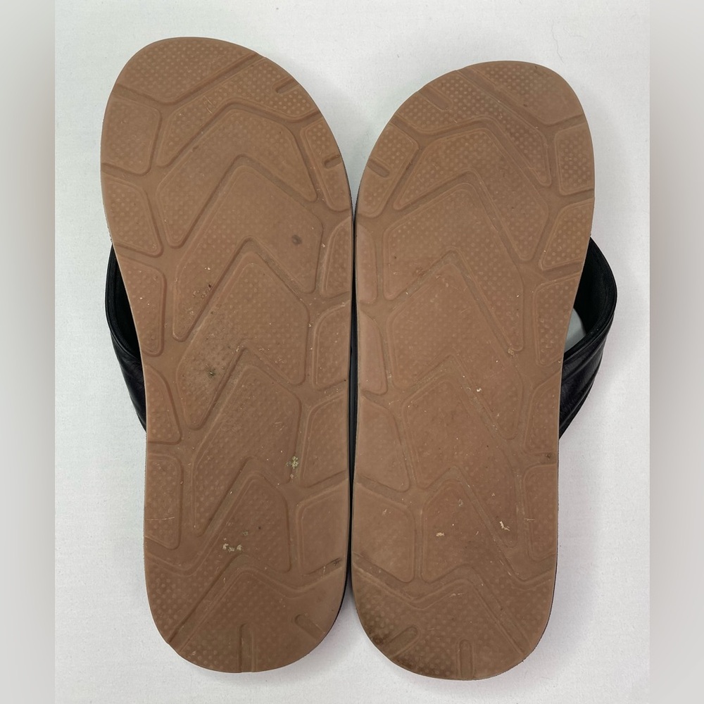 Rockin Black Leather Comfort Casual Flip Flops Size 12 - Picture 7 of 8